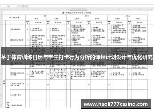 基于体育训练日历与学生打卡行为分析的课程计划设计与优化研究